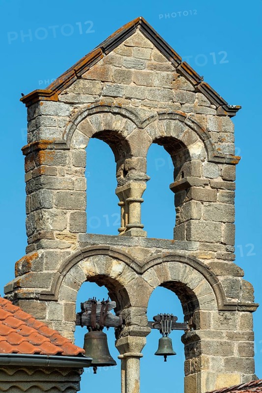 Esteil village. Church Saint Jean. Livradois-Forez Regional Nature Park. Puy de Dome department. Auvergne-Rhone-Alpes. France