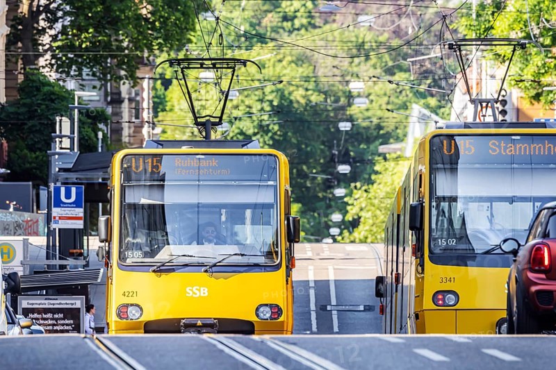 Light rail of the SSB over hill and dale