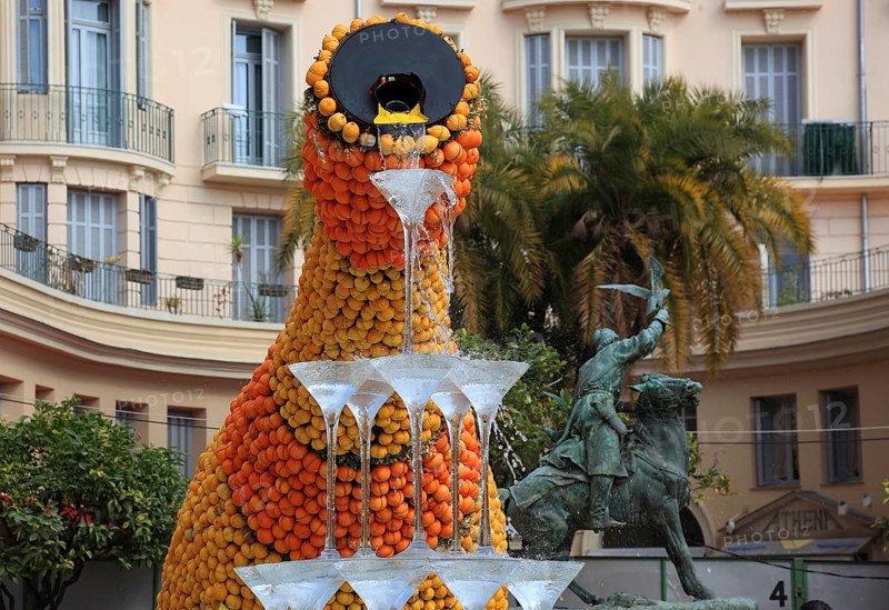 Representation of the Champagne region with lemons and oranges