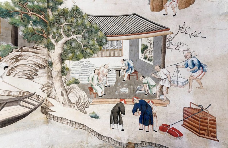 Detail of Chinese wallpaper from the artisan life of the Chinese