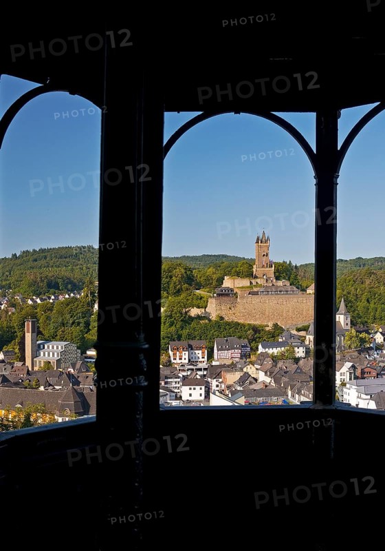 View from the Bismark Temple of Dillenburg with the Wilhelmsturm and the Altsatdt