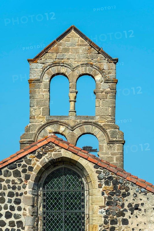 Esteil village. Church Saint Jean. Livradois-Forez Regional Nature Park. Puy de Dome department. Auvergne-Rhone-Alpes. France
