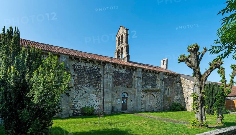 Esteil village. Church Saint Jean. Livradois-Forez Regional Nature Park. Puy de Dome department. Auvergne-Rhone-Alpes. France