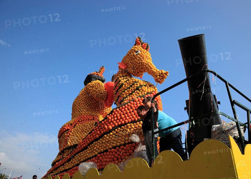 Sculptures made of citrus fruits