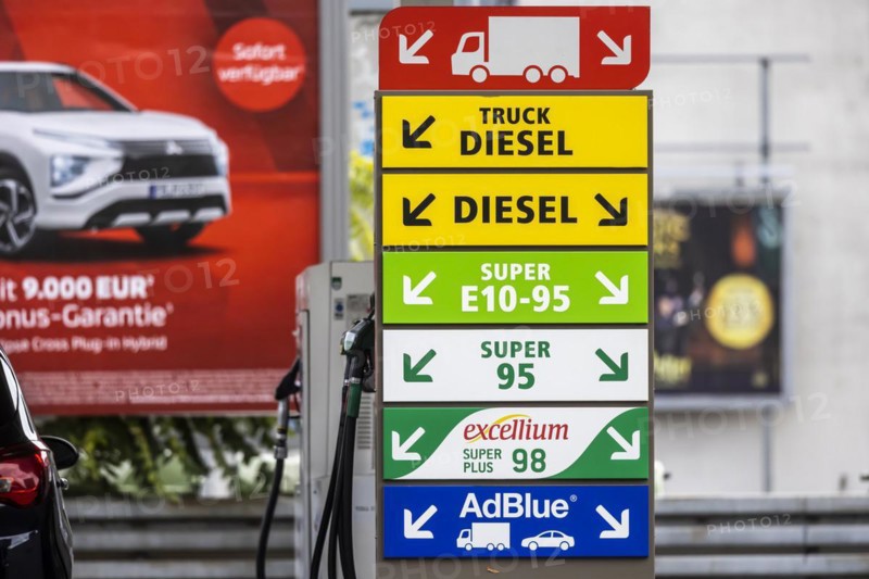 Filling station with various types of fuel as well as AdBlue for cars and trucks