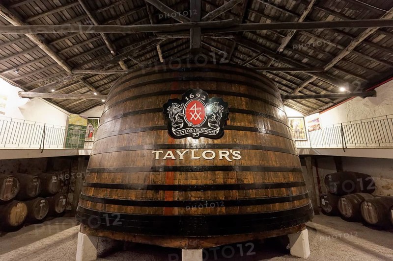 Huge oak barrel with port wine