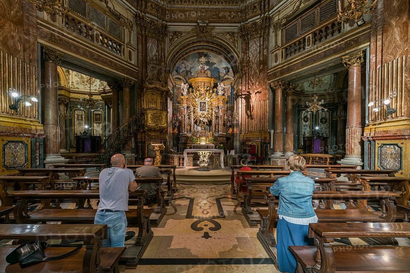 Interior with altar and icon of the Madonna