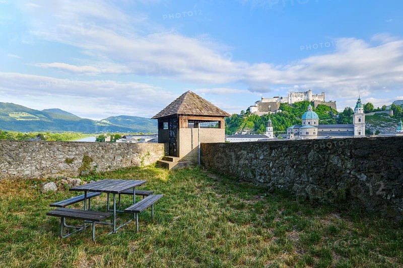 View from the Kapuzinerberg to the Hohen Salzburg Fortress