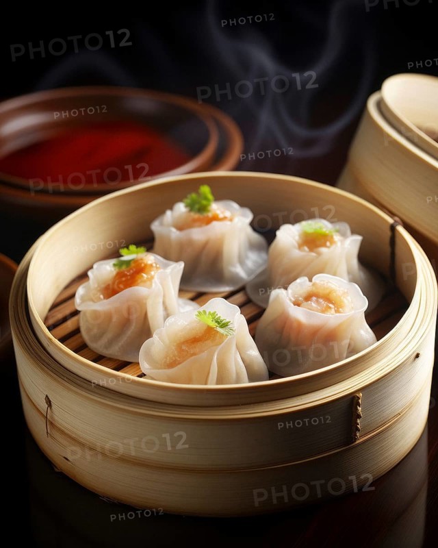 Steamed Chinese dim sum noodle pockets