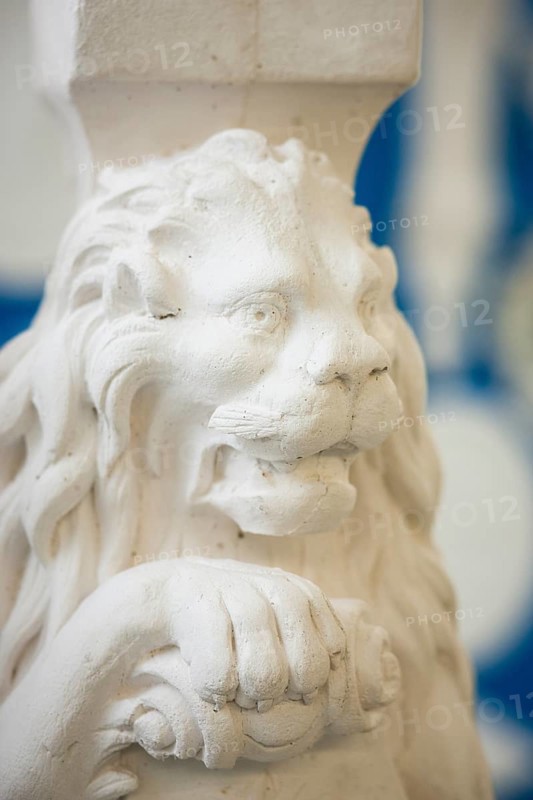 A plaster lion for restoration by a plasterer