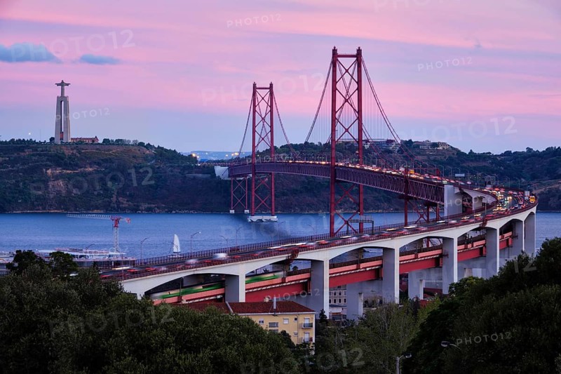 View of Lisbon view from Miradouro do Bairro do Alvito viewpoint of Tagus river