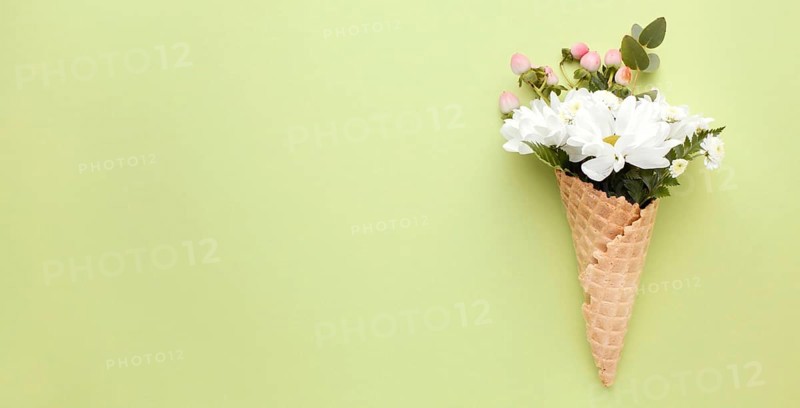Ice cream cone with flowers