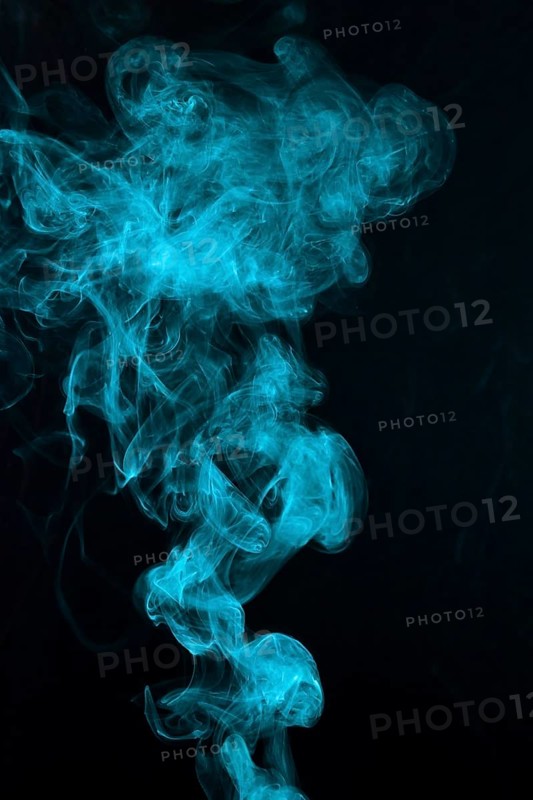 Beautiful blue smoke pattern spread black backdrop