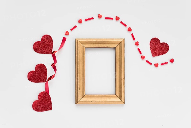 Frame near ornament hearts band