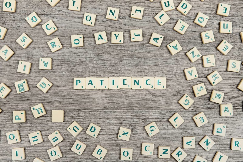 Letters forming word patience