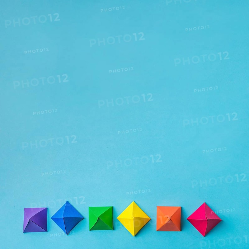 Row bright paper origami