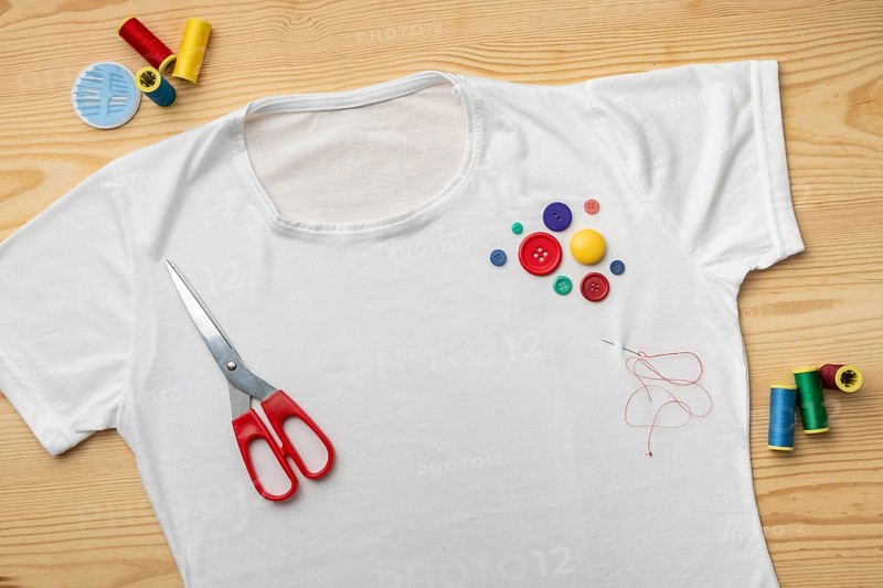 Top view shirt colorful buttons