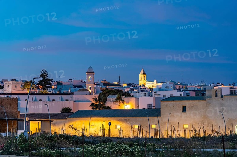 Town view Conil at dusk