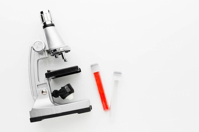 Top view microscope test tubes