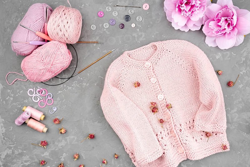 Crocheted jacket slate background