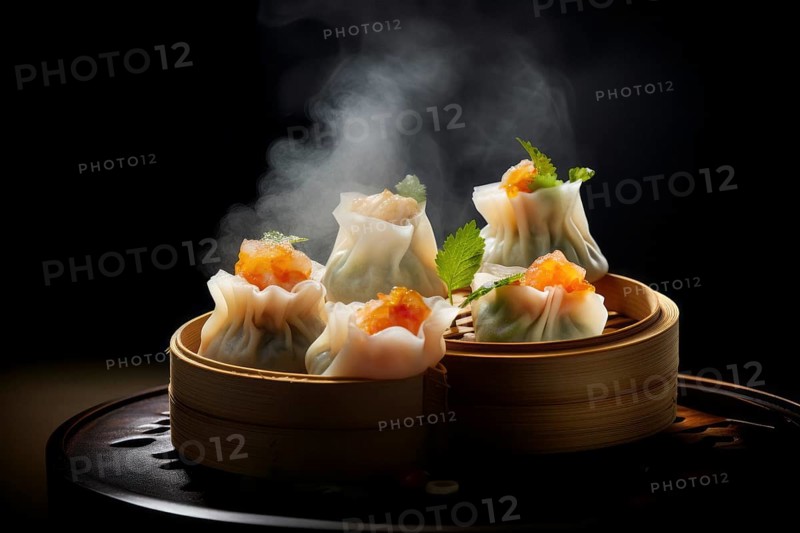 Chinese dim sum noodle pockets