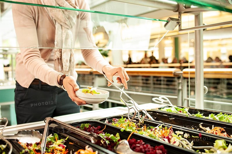 Fresh salads in a salad bar