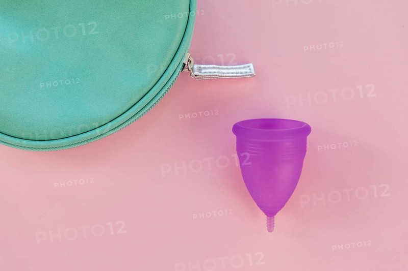 Top view menstrual cup with toilet kit