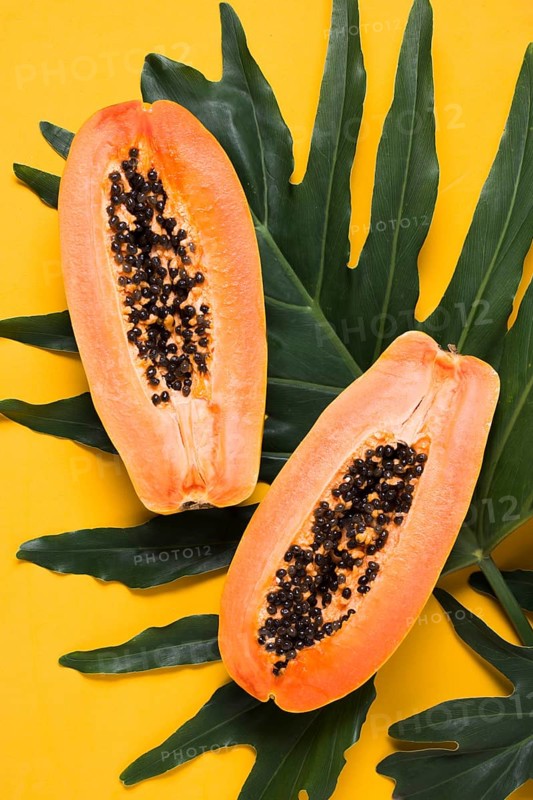 Top view fresh papaya ready be served