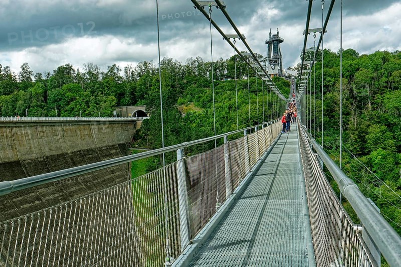 483-metre-long Titan RT suspension rope bridge over the Rappbode Dam and Solitaire observation tower