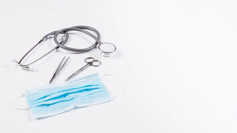 Stethoscope surgical equipments white backdrop