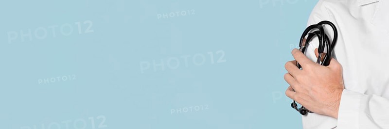 Front view doctor holding stethoscope
