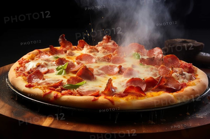 Crispy salami pizza from the fire-oven