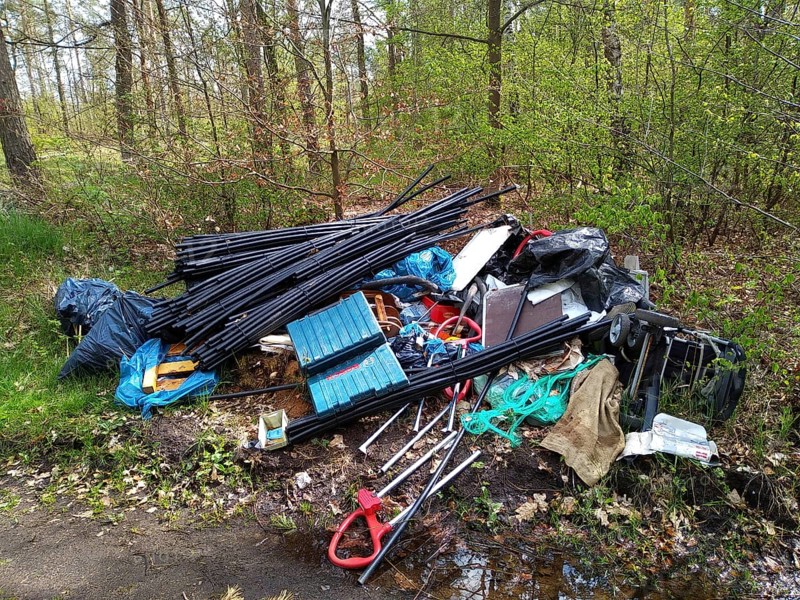 Illegally dumped rubbish in a nature reserve