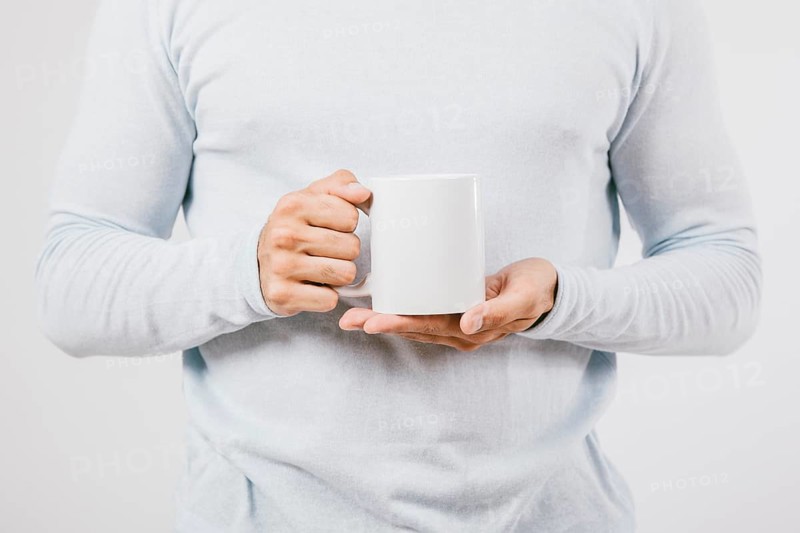 Male hands coffee mug