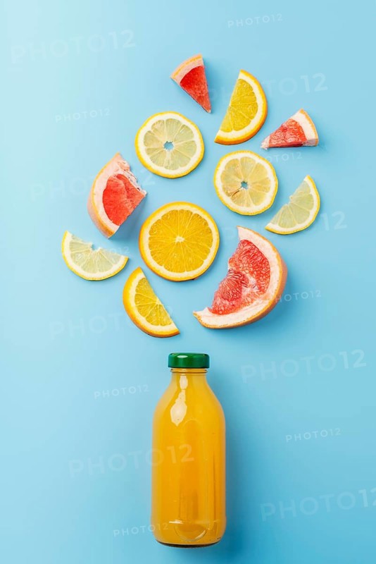 Top view healthy drink with fruits