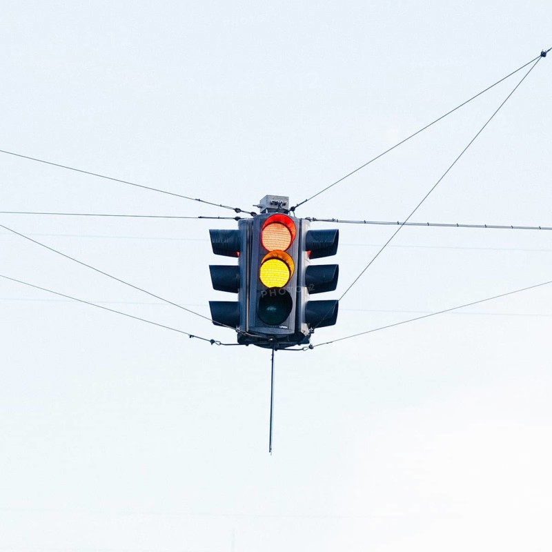 Colorful semaphore street intersection