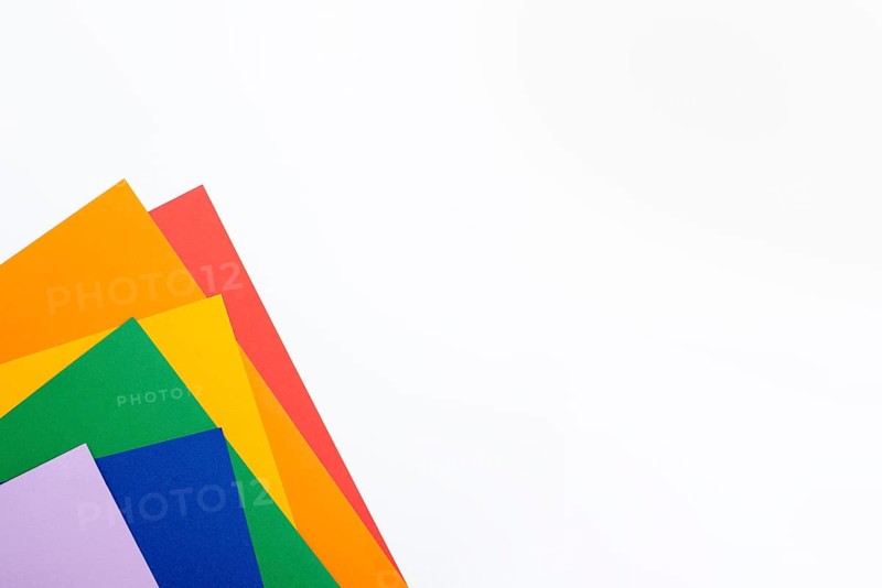 Rainbow paper colors with copy space