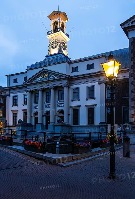 Dordrecht City Hall in the blue hour