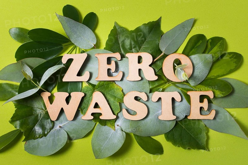 Flat lay arrangement zero waste lettering