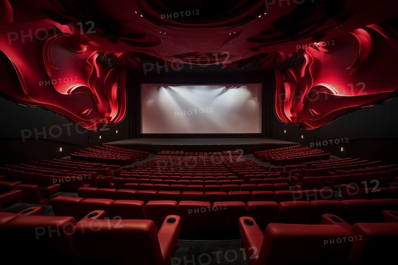 Modern cinema hall with big screen