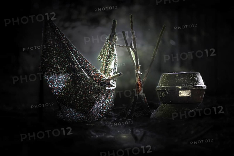 Scrap metal and human objects in the forest turned into toys
