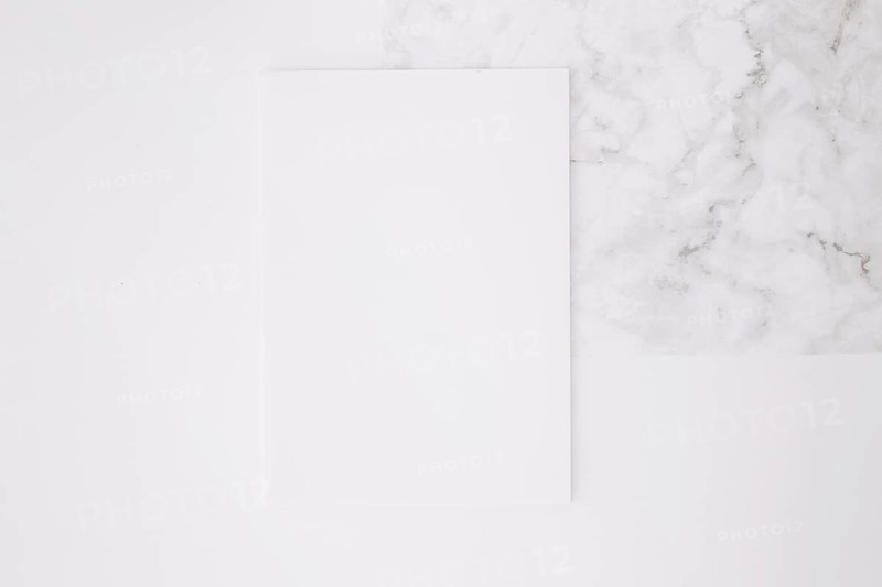 Blank paper white desk background