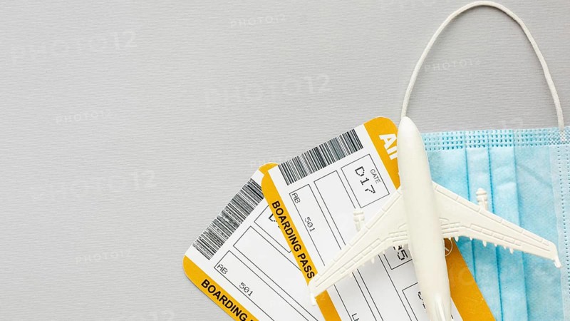 Top view plane tickets mask
