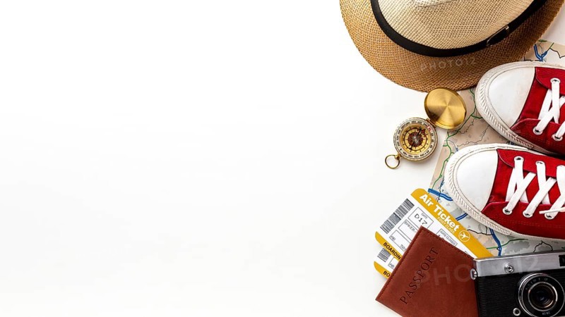 Travel kit elements with copy space