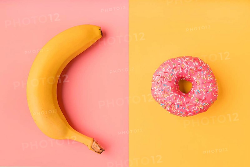 Top view banana donut