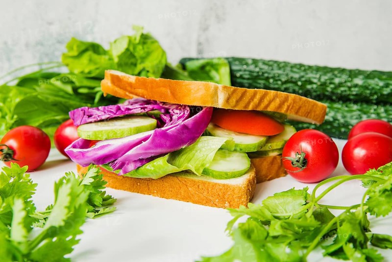 Close up fresh vegetables sandwich