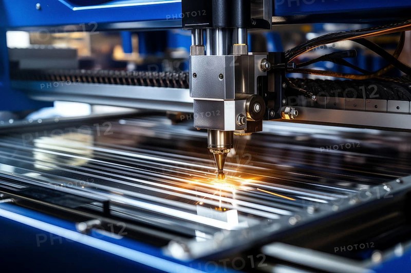 A laser cuts shapes into a material