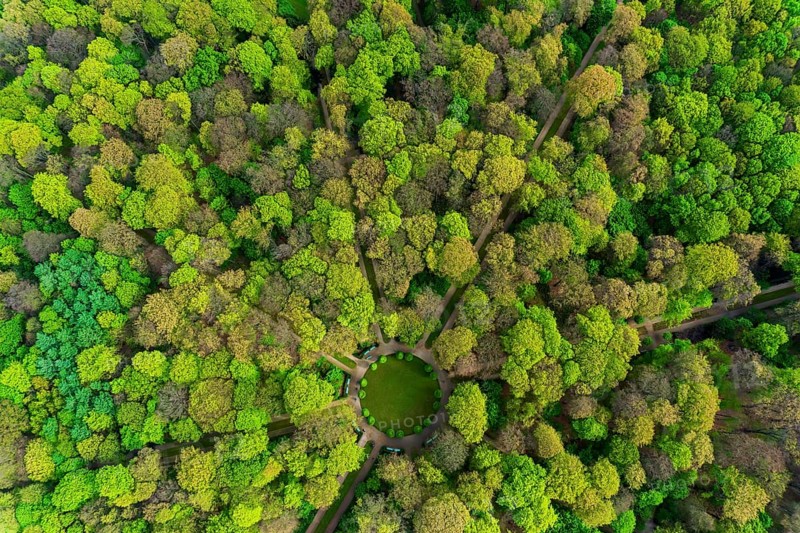 Aerial view of Benrath Palace Park
