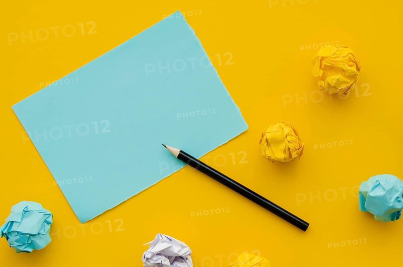 Crumpled paper mock up with pencil