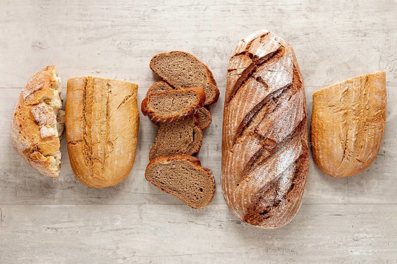Top view different types bread